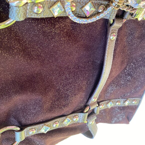 Kathy Van Zeeland Brown Bronze Embellished Large Shoulder Tote - Picture 4 of 16